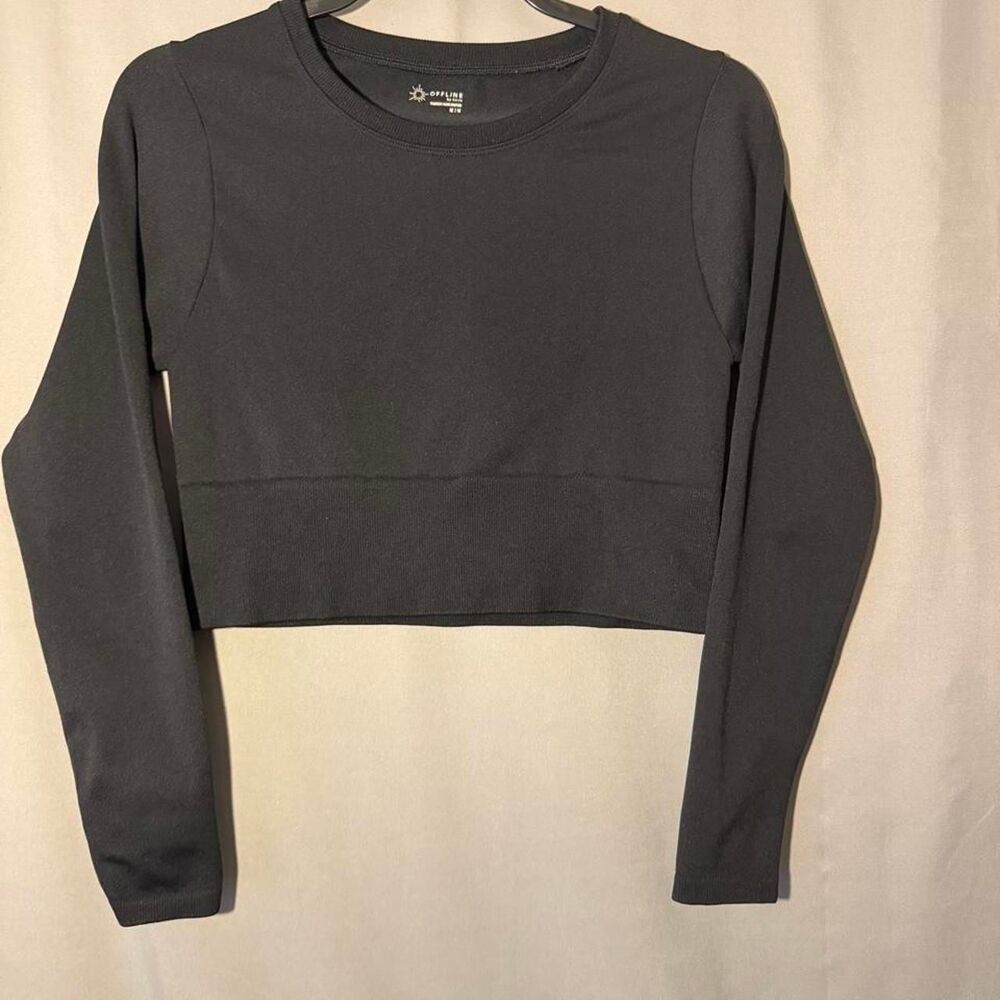 Aerie Black long sleeve crop top